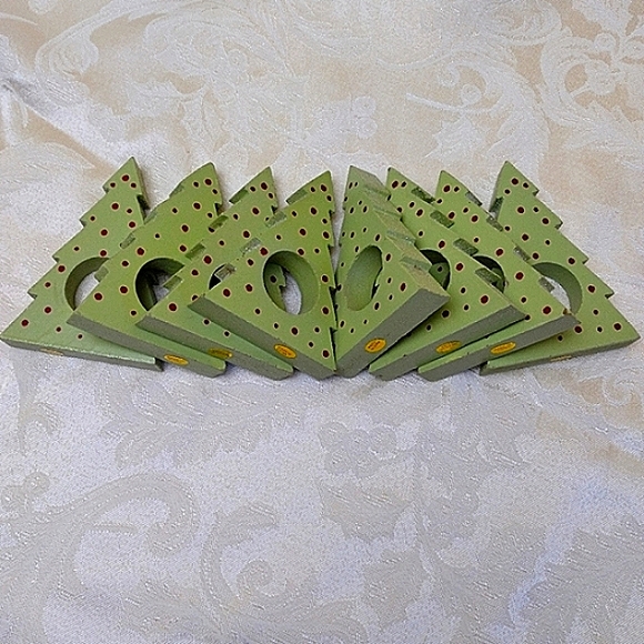 Christmas Tree Wooden Napkin Ring Set/8 - Picture 6 of 12